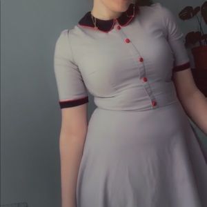 Stop Staring! Grey collared swing dress L